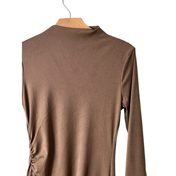 Cider Bodycon Dress Women's Size Medium Brown Ribbed Midi - Picture 3 of 11